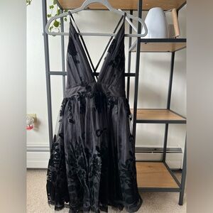 Beautiful Little Black Tulle and Velvet Dress | Large